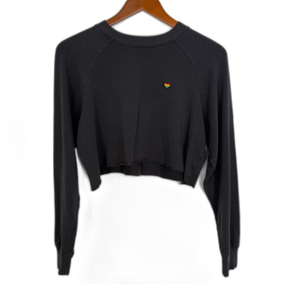 Spiritual Gangster “HAPPY” Cropped Sweatshirt – Rainbow Heart Logo - Picture 3 of 9